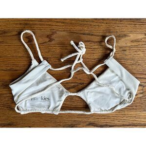 Frankies White Swimwear Strappy Bikini Top  Women's Size Large